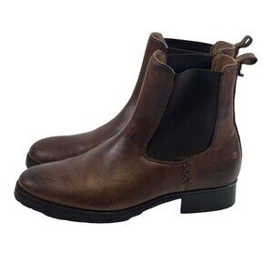 Frye Melissa Double Sole Chelsea Boot Ankle Cognac Leather Pull On Womens 9.5